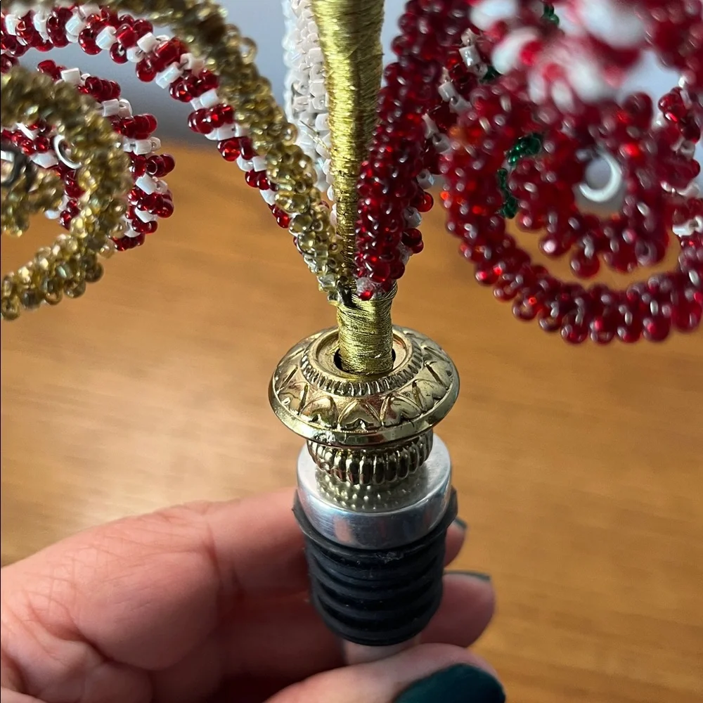 Pier 1 Imports Beaded Christmas Tree Wine Bottle Stopper